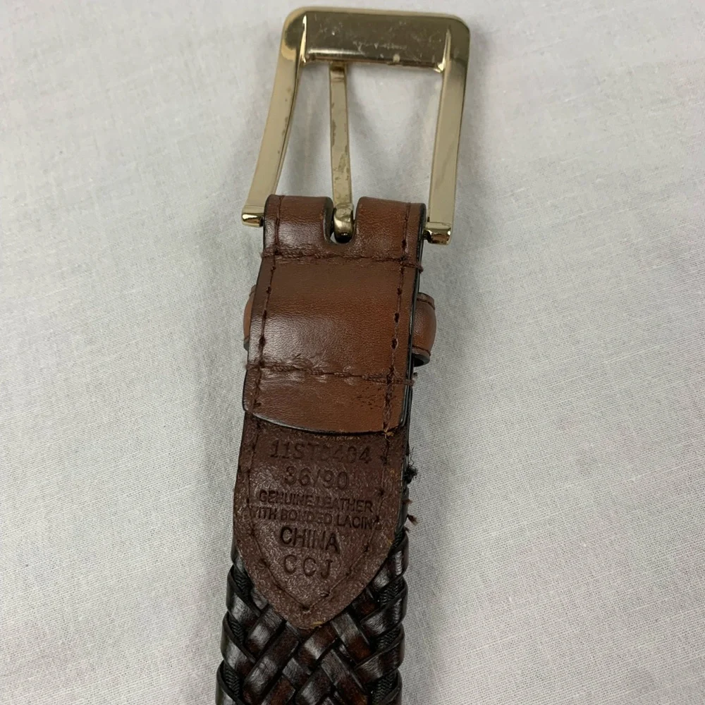 Dark Brown Braided Leather Belt 36/90 Dress Belt Casual Business Casual